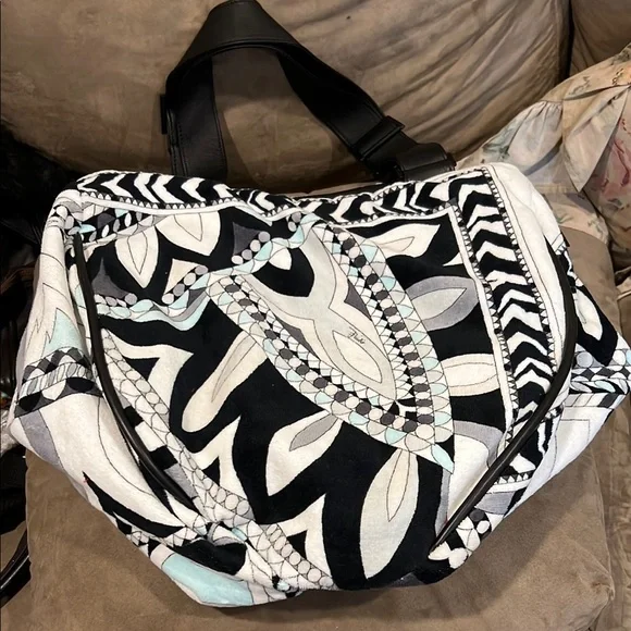 Salvage Sacs NWT Pucci Black, White and Light Blue Geometric Shoulder Bag. RARE! - Picture 2 of 3